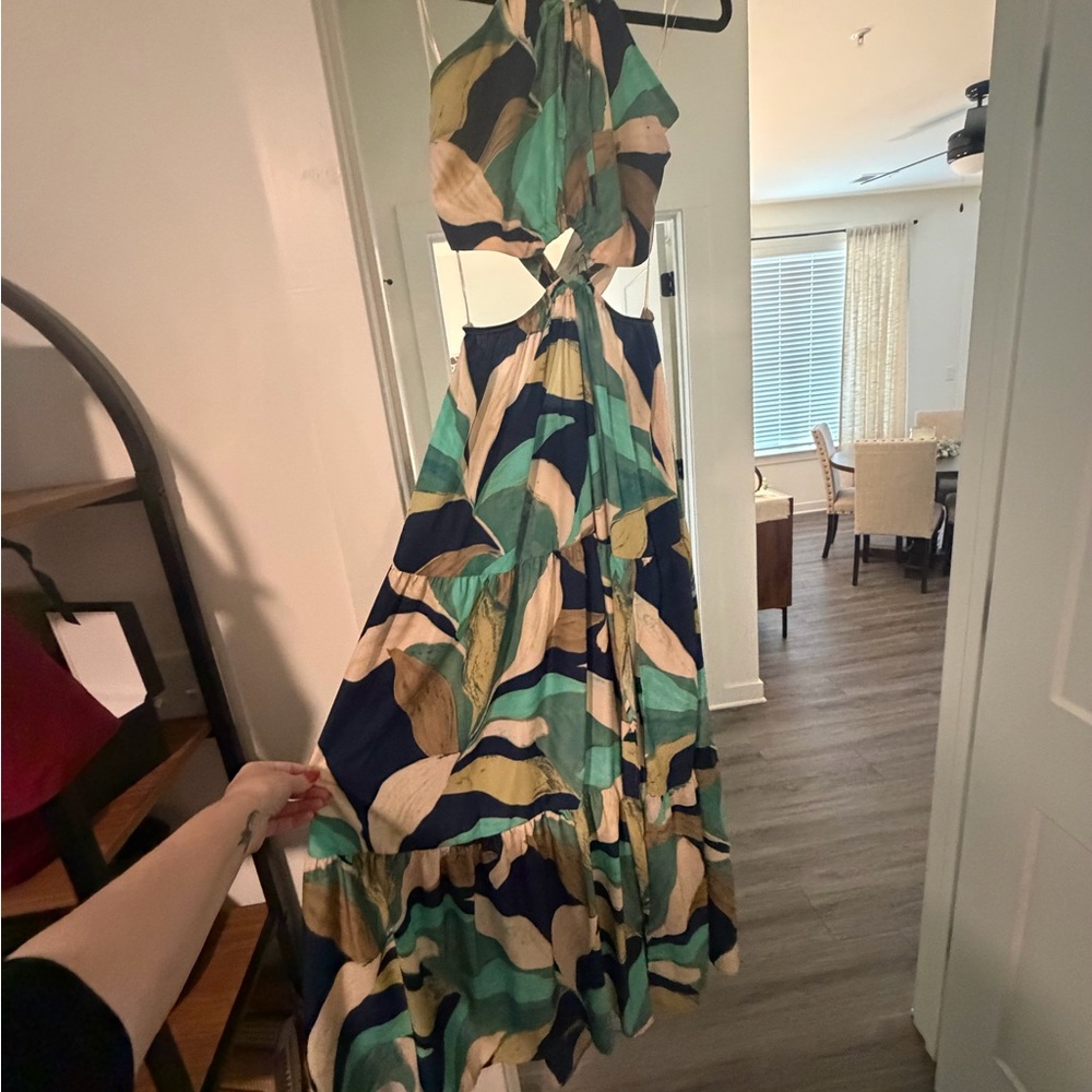 Fashion Nova Tropical Backless Maxi Dress